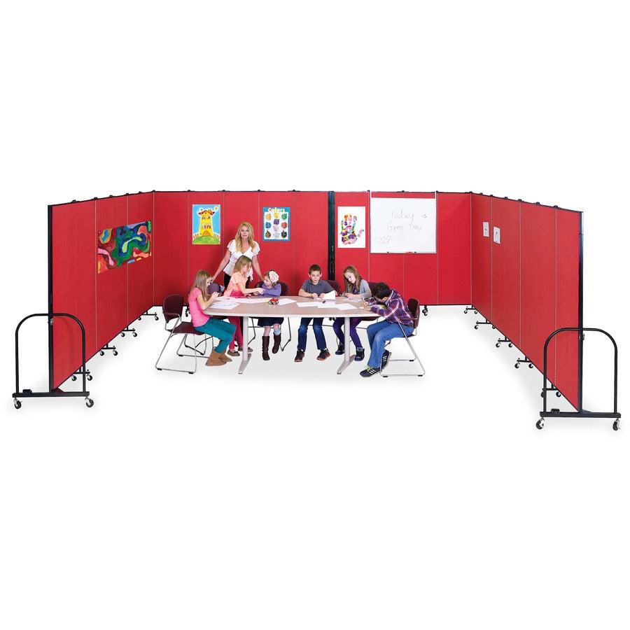 Screenflex Portable Room Dividers - 72" Height x 24.1 ft Length - Black Metal Frame - Polyester - Stone - 1 Each