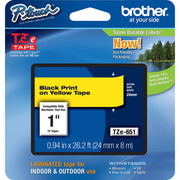 Brother TZe Laminated Tape - x 1" Width x 26 1/5 ft Length - Rectangle - Thermal Transfer - Yellow - Water Resistant - Laminated - Grease Resistant, Grime Resistant, Temperature Resistant, Adhesive - 1 Each