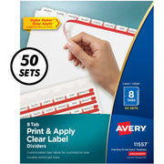 Avery&reg; Index Maker Index Divider - 400 x Divider(s) - Print-on Tab(s) - 8 - 8 Tab(s)/Set - 8.5" Divider Width x 11" Divider Length - 3 Hole Punched - White Paper Divider - White Paper Tab(s) - 50 / Box