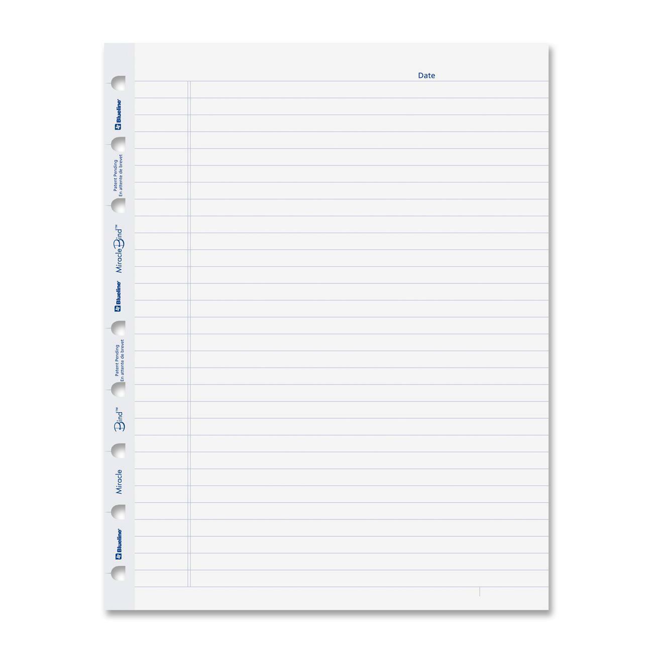 50 Sheets - 100 Pages - Ruled Margin - 9 1/4" x 7 1/4" Sheet Size - White Paper - Micro Perforated, Repositionable, Acid-free, Punched, Removable - Recycled - 50 Pack