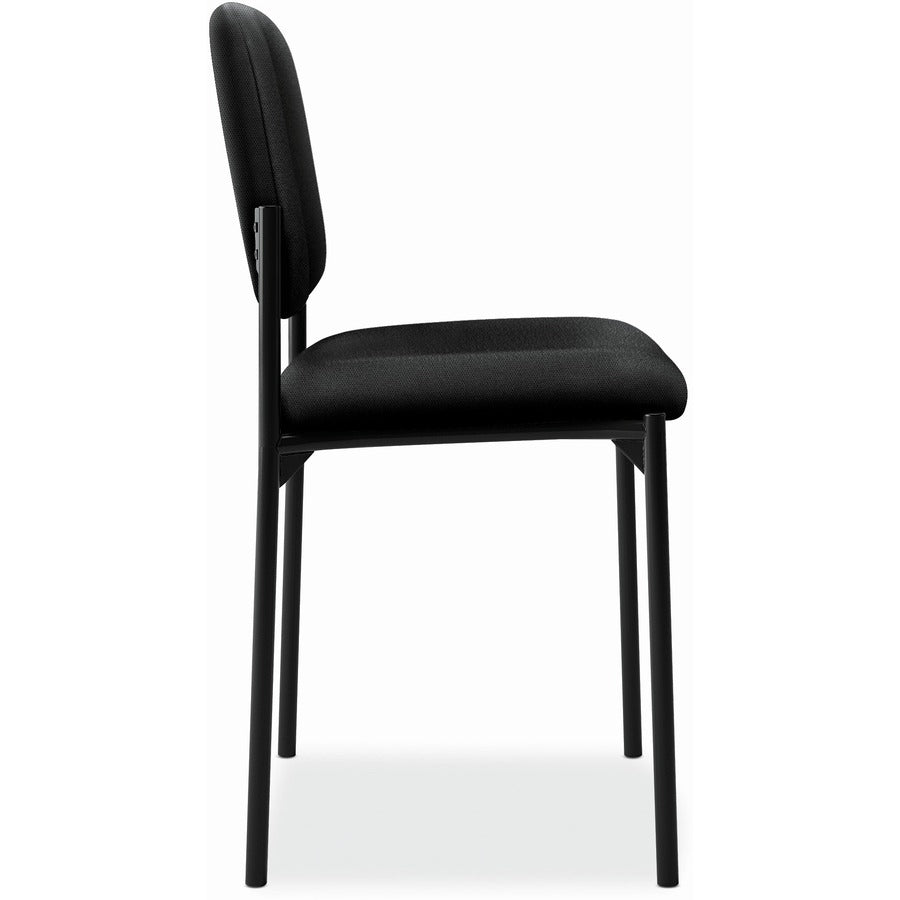 Basyx by HON Scatter Stacking Guest Chair - Black Seat Color - Fabric, Polyester Seat Material - Black Back Color - Fabric, Polyester Back Material - Black Frame Color - Tubular Steel Frame Material - Four-legged Base - 1 Each