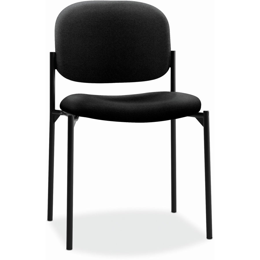 Basyx by HON Scatter Stacking Guest Chair - Black Seat Color - Fabric, Polyester Seat Material - Black Back Color - Fabric, Polyester Back Material - Black Frame Color - Tubular Steel Frame Material - Four-legged Base - 1 Each