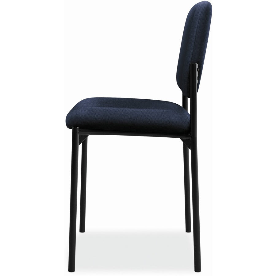Basyx by HON Scatter Stacking Guest Chair - Navy Seat Color - Fabric, Polyester Seat Material - Navy Back Color - Fabric, Polyester Back Material - Black Frame Color - Tubular Steel Frame Material - Four-legged Base - 1 Each