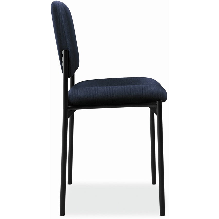 Basyx by HON Scatter Stacking Guest Chair - Navy Seat Color - Fabric, Polyester Seat Material - Navy Back Color - Fabric, Polyester Back Material - Black Frame Color - Tubular Steel Frame Material - Four-legged Base - 1 Each