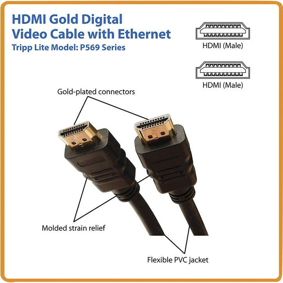 3 ft HDMI A/V Cable - First End: 1 x HDMI Digital Audio/Video - Male - Second End: 1 x HDMI Digital Audio/Video - Male - 18 Gbit/s - Black - 1 Each