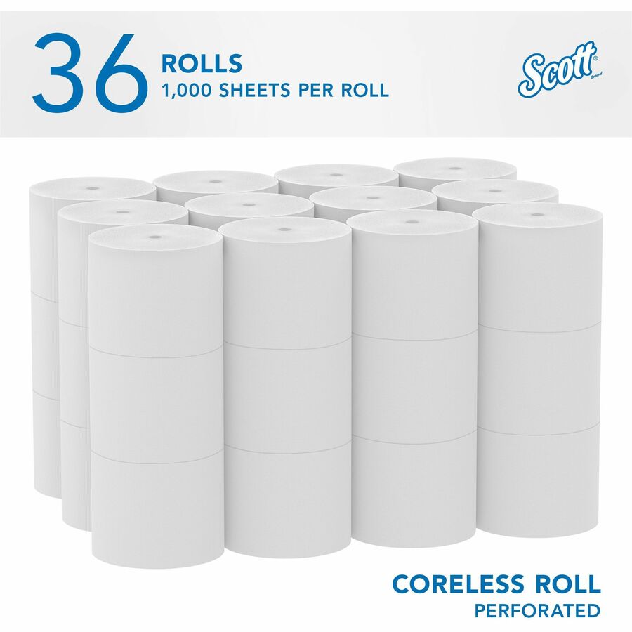 2 Ply - 4" Width x 3.70" Length - 1000 Sheets/Roll - White - 1 Carton