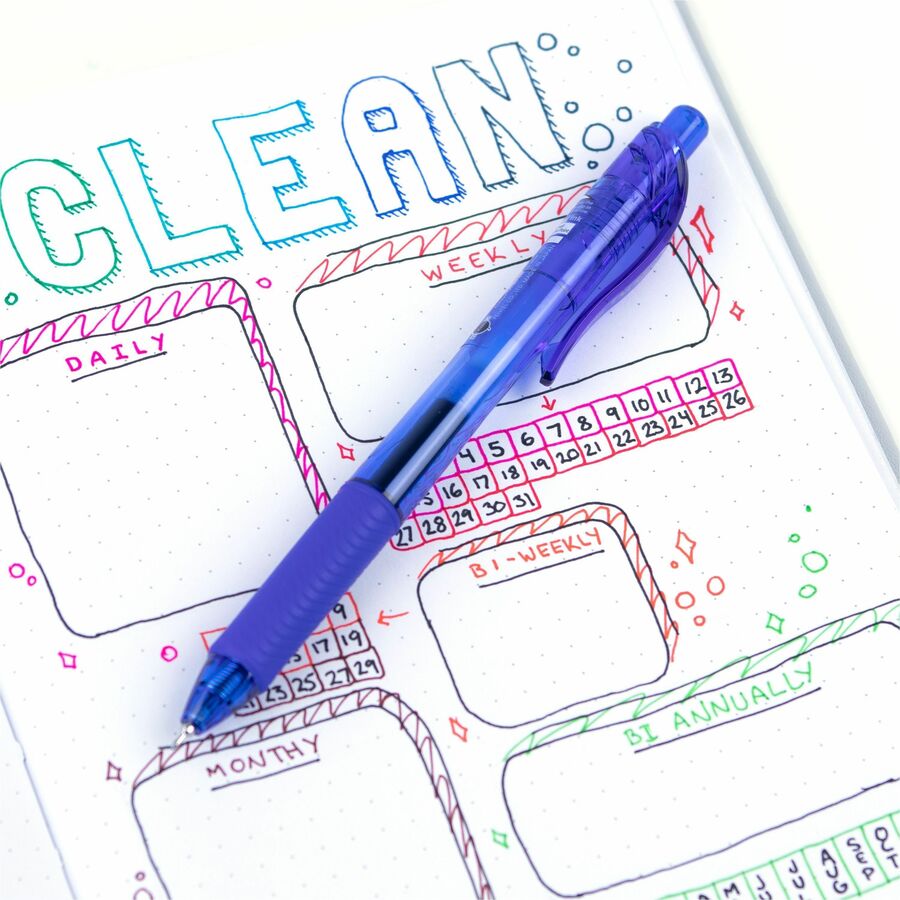 EnerGel EnerGel-X Retractable Gel Pens - 0.5 mm Fine Needle Pen Point - Refillable - Retractable - Blue Ink - Gel-based - Blue Barrel - 1 Dozen