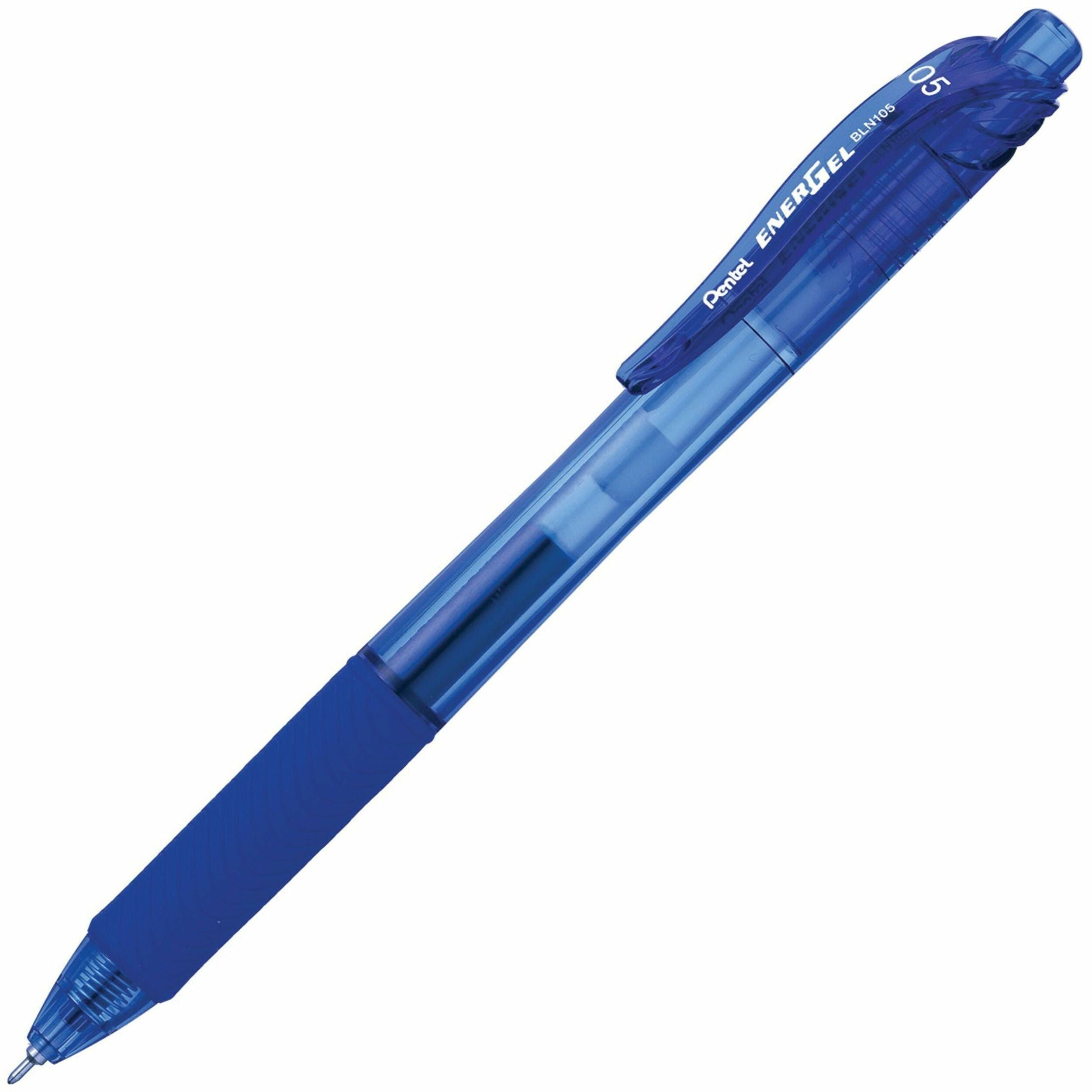 EnerGel EnerGel-X Retractable Gel Pens - 0.5 mm Fine Needle Pen Point - Refillable - Retractable - Blue Ink - Gel-based - Blue Barrel - 1 Dozen