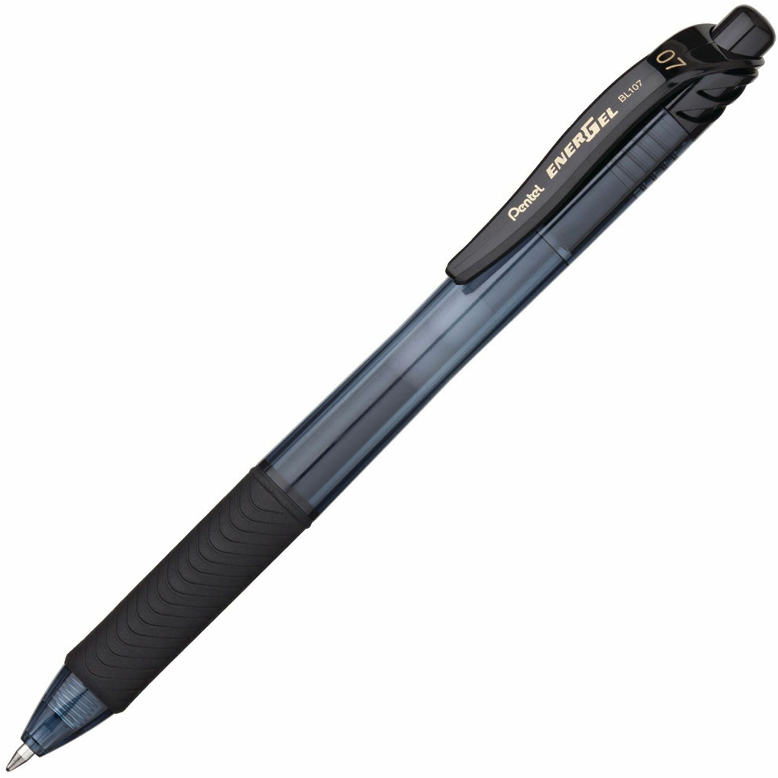 Pentel EnerGel-X Rollerball Pen - 0.7 mm Medium Pen Point - Refillable - Retractable - Black Ink - Gel-based - Black Barrel - Metal Tip - 1 Dozen
