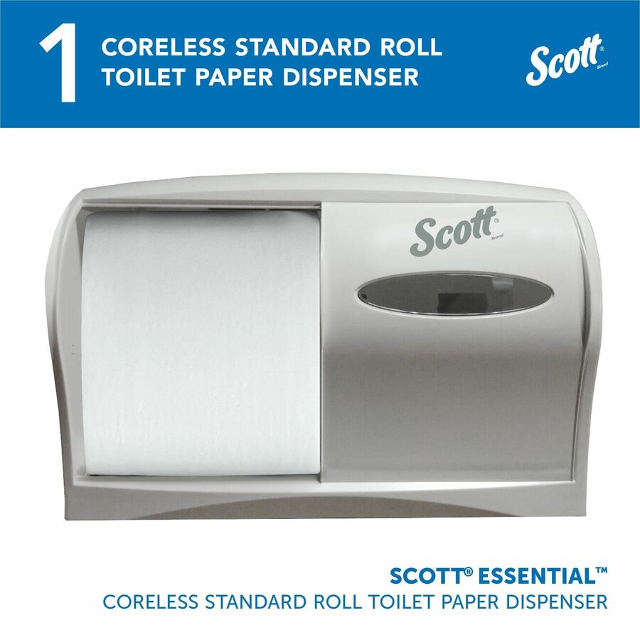 Scott Coreless Standard Roll Toilet Paper Dispenser - Coreless Dispenser - 2 x Roll - 7.6" Height x 11" Width x 6" Depth - ABS Plastic - White - Durable - 1 Each