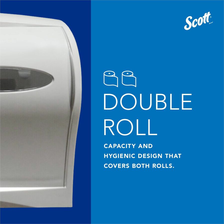 Scott Coreless Standard Roll Toilet Paper Dispenser - Coreless Dispenser - 2 x Roll - 7.6" Height x 11" Width x 6" Depth - ABS Plastic - White - Durable - 1 Each
