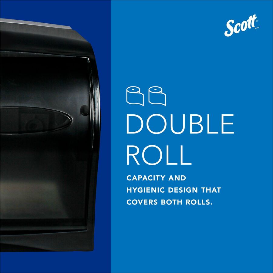Scott Coreless Standard Roll Toilet Paper Dispenser - Coreless Dispenser - 2 x Roll - 7.6" Height x 11" Width x 6" Depth - ABS Plastic - Black - Durable, Microban Protection - 1 Each