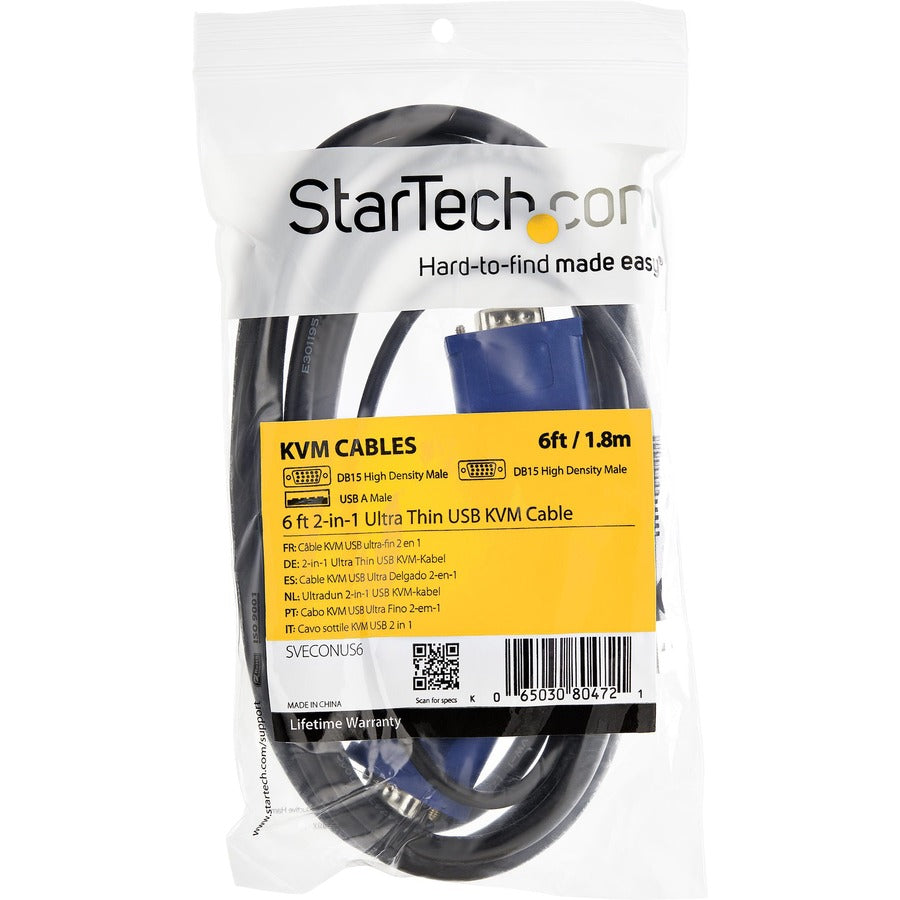 StarTech.com 10 ft 2-in-1 Ultra Thin USB KVM Cable
