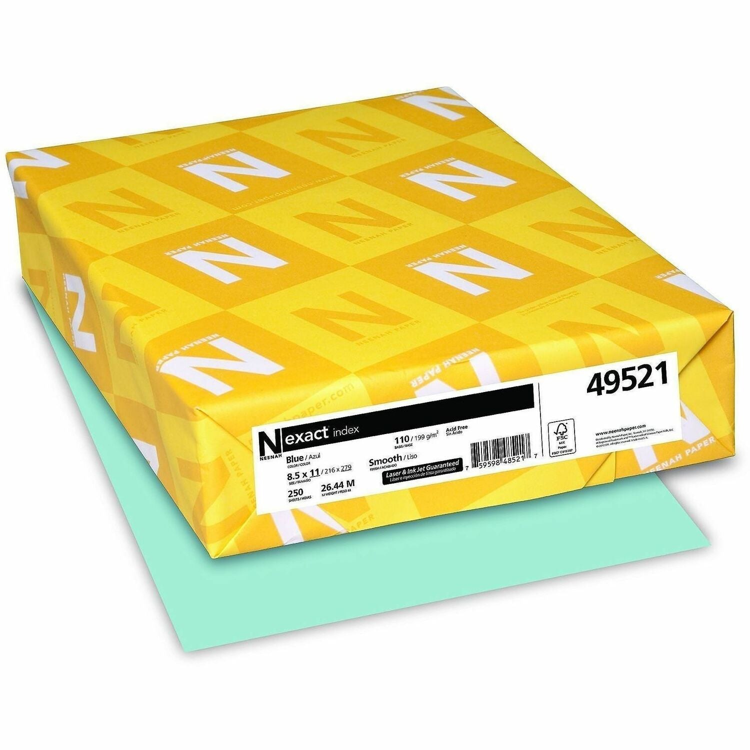 Letter - 8 1/2" x 11" - 110 lb Basis Weight - Smooth - Green Seal - Durable, Acid-free - Blue - 1 Pack
