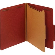 Pendaflex 2/5 Tab Cut Letter Recycled Classification Folders, 8.5" x 11", 1 Divider, 4 Fasteners, 1-3/4" Expansion, Red, 25 pt. Pressboard, Tyvek Tape Spine, 100% Recycled, 10/Box