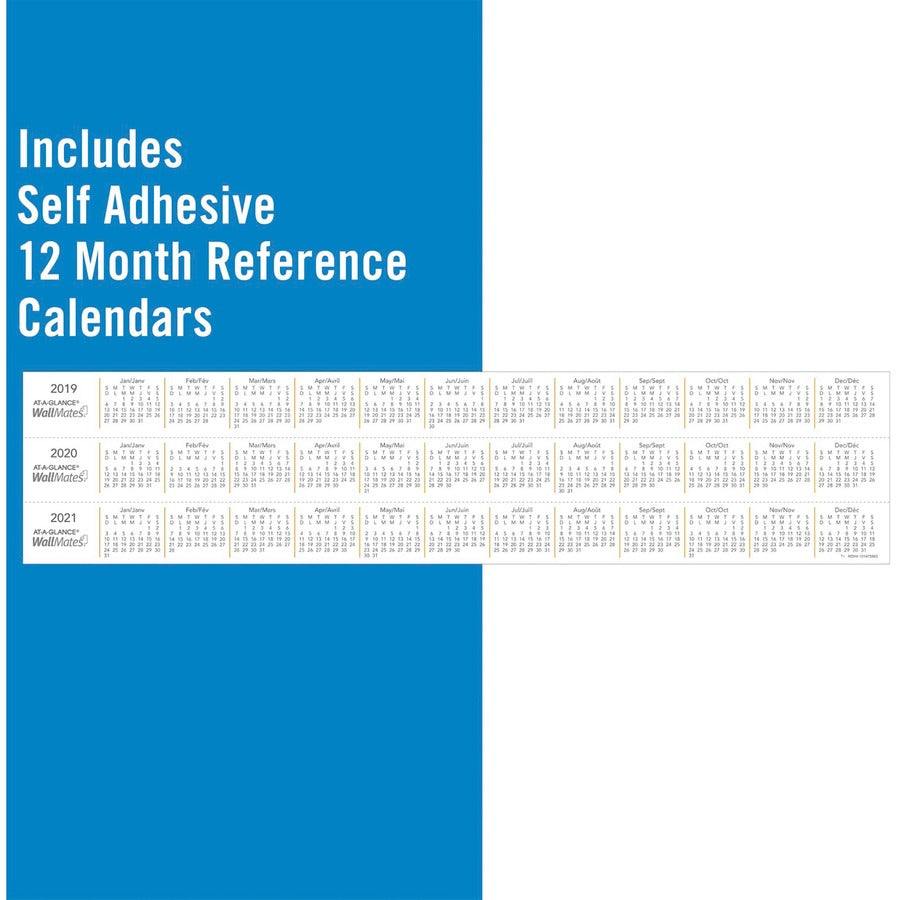 At-A-Glance WallMates Monthly Planning Surface - Monthly - 12" x 18" Sheet Size - White - Reference Calendar, Self-adhesive, Adhesive Backing, Residue-free, Dry Erase Surface - 1 Each