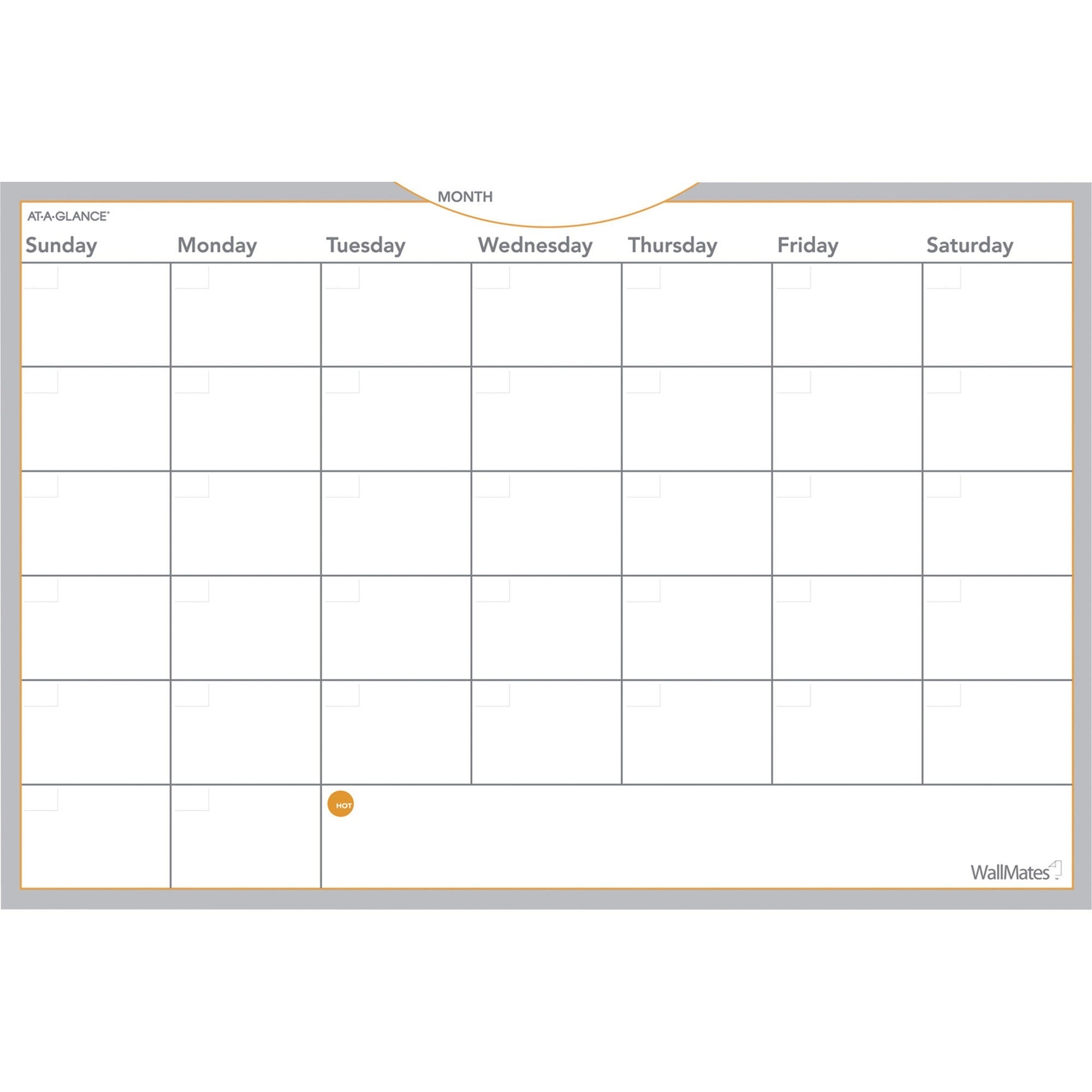 At-A-Glance WallMates Monthly Planning Surface - Monthly - 24" x 36" Sheet Size - White - Erasable, Self-adhesive, Adhesive Backing, Reference Calendar, Dry Erase Surface, Residue-free - 1 Each