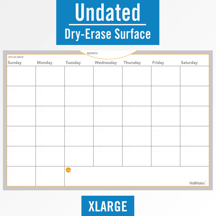 At-A-Glance WallMates Monthly Planning Surface - Monthly - 24" x 36" Sheet Size - White - Erasable, Self-adhesive, Adhesive Backing, Reference Calendar, Dry Erase Surface, Residue-free - 1 Each