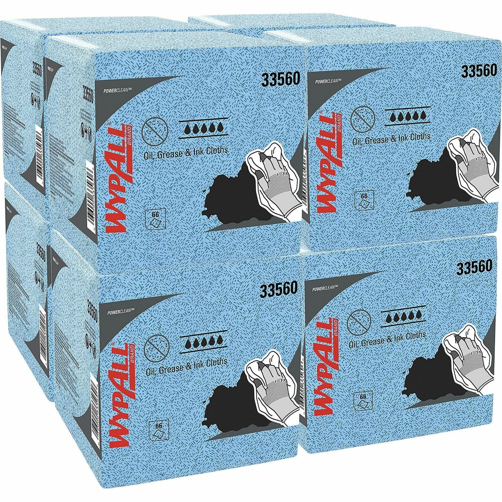 For Industry, Industrial Manufacturing, Oil/Gas - Absorbent, Heavy Duty, Lint-free, Acid-free, Solvent-free - Polypropylene - Blue - 66/Pack - 1 Carton