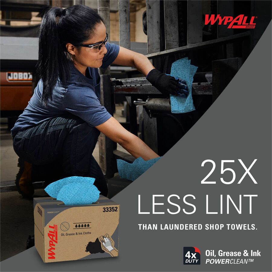 For Industry, Industrial Manufacturing, Oil/Gas - Absorbent, Heavy Duty, Lint-free, Acid-free, Solvent-free - Polypropylene - Blue - 66/Pack - 1 Carton