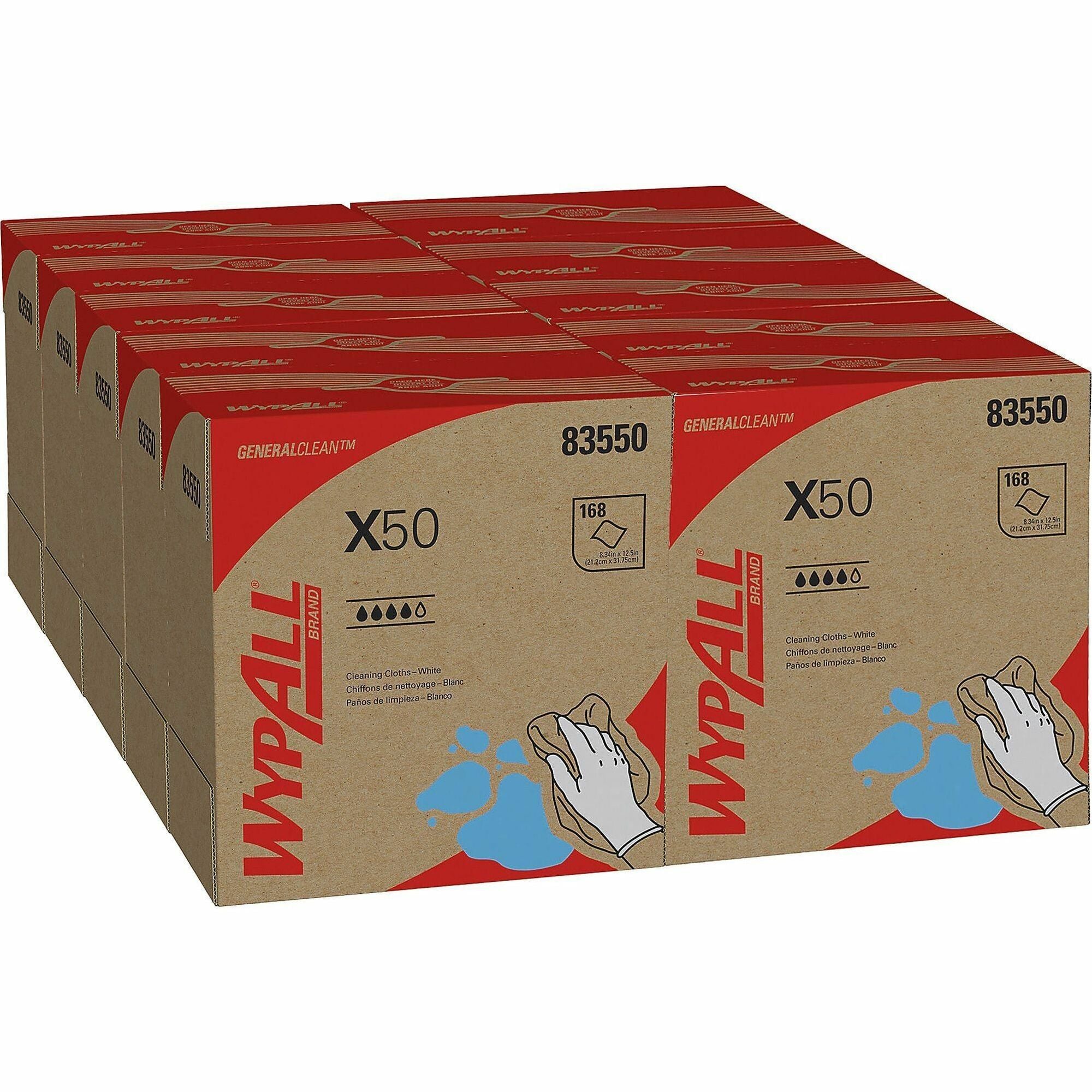 For Glass - 12.50" Length x 8.34" Width - White - 168/Box - 1 Carton