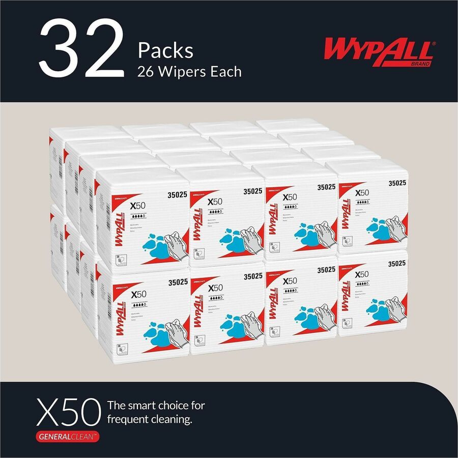 Quarter-fold - 10" Width x 12.50" Length - White - Hydroknit - 26/Pack - 32 / Carton