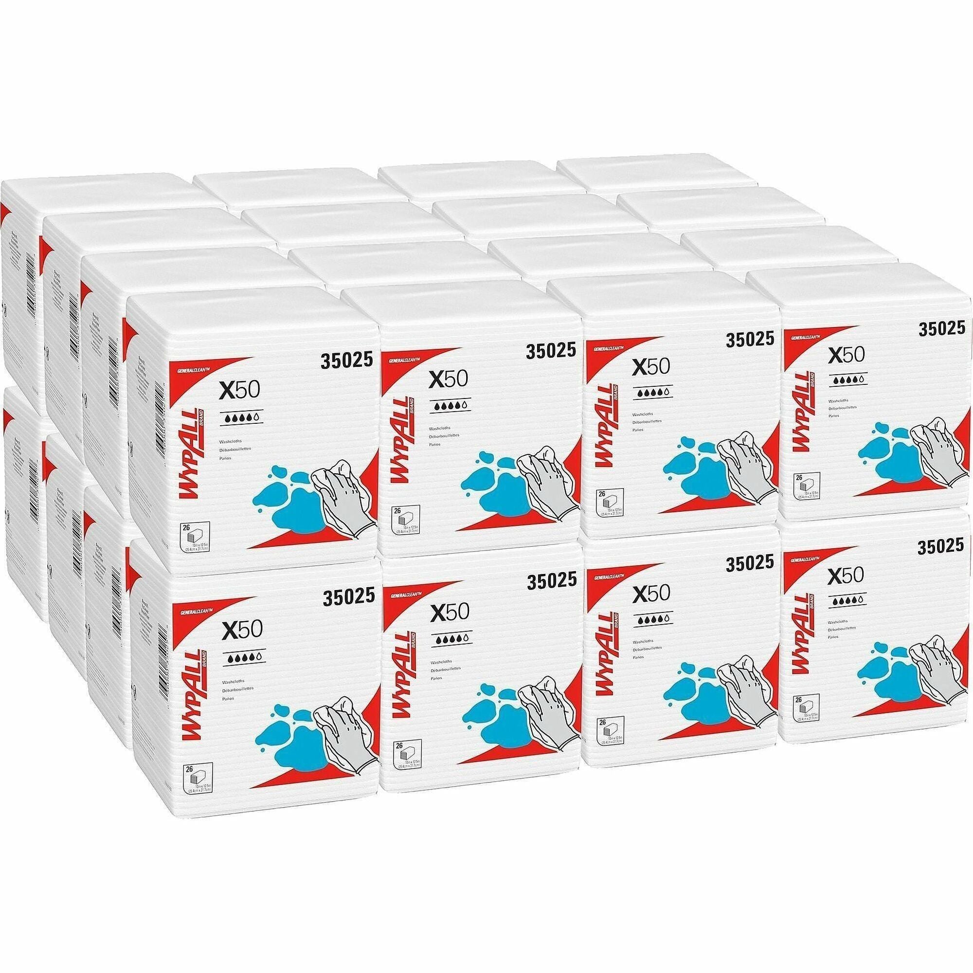 Quarter-fold - 10" Width x 12.50" Length - White - Hydroknit - 26/Pack - 32 / Carton