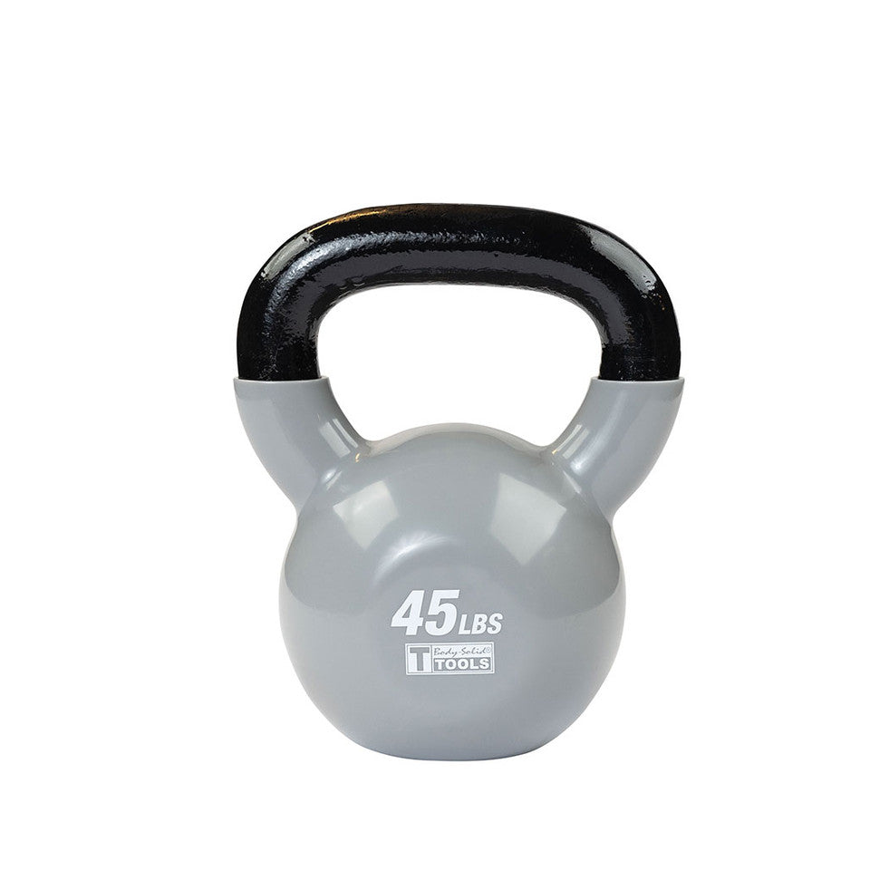 Vinyl Coated Kettlebell, 45Lb Grey
