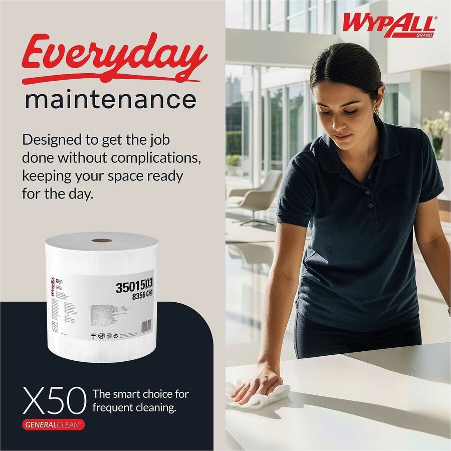 12.20" Length x 9.80" Width - Reinforced - White - 1 Roll