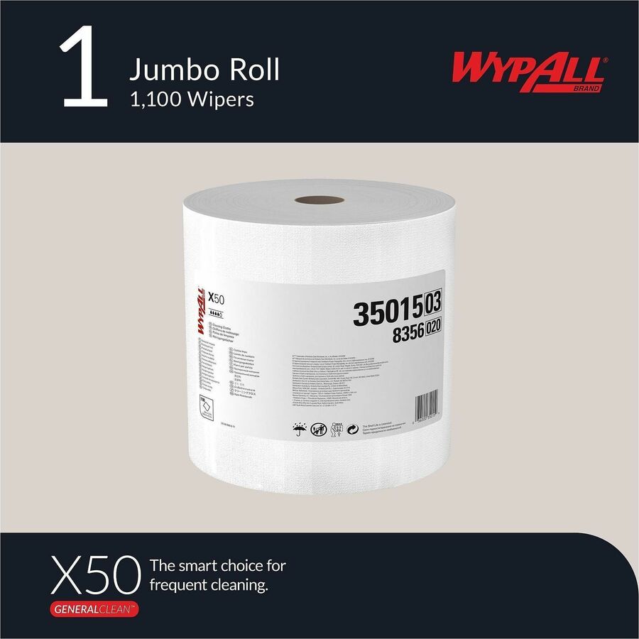 12.20" Length x 9.80" Width - Reinforced - White - 1 Roll