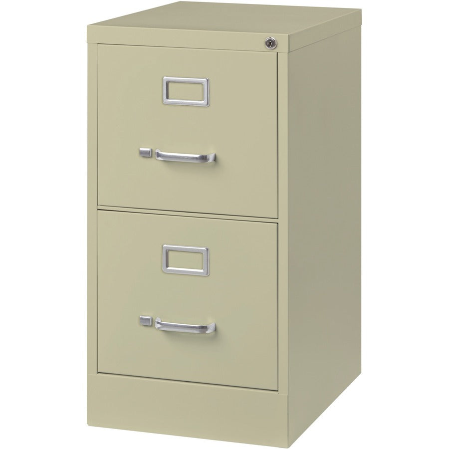 Lorell Fortress Series 22" Commercial-Grade Vertical File Cabinet - 15" Width x 22" Depth x 28.4" Height - 2 x Drawer(s) for File - Letter - Lockable, Ball-bearing Suspension - Putty - Steel - Recycled