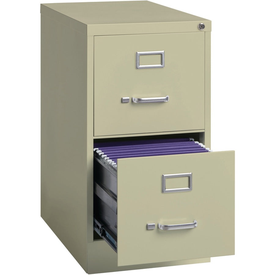 Lorell Fortress Series 22" Commercial-Grade Vertical File Cabinet - 15" Width x 22" Depth x 28.4" Height - 2 x Drawer(s) for File - Letter - Lockable, Ball-bearing Suspension - Putty - Steel - Recycled