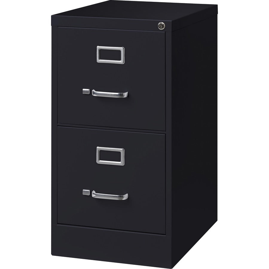 Lorell Fortress Series 22" Commercial-Grade Vertical File Cabinet - 15" Width x 22" Depth x 28.4" Height - 2 x Drawer(s) for File - Letter - Lockable, Ball-bearing Suspension - Black - Steel - Recycled