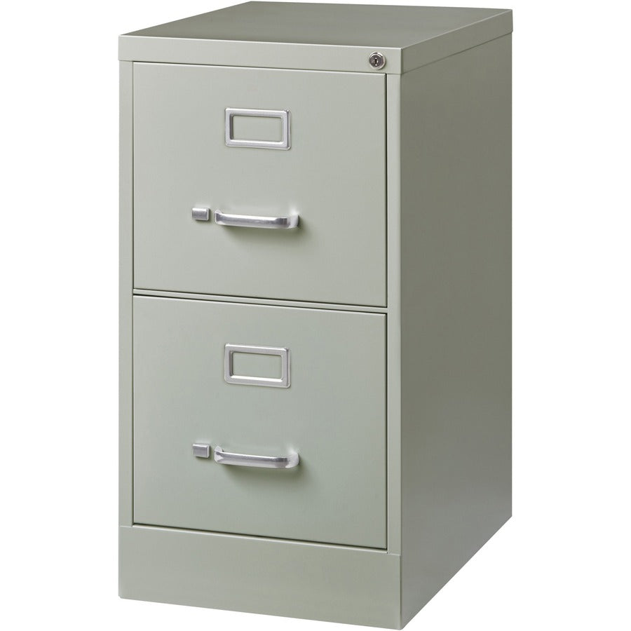 Lorell Fortress Series 22" Commercial-Grade Vertical File Cabinet - 15" Width x 22" Depth x 28.4" Height - 2 x Drawer(s) for File - Letter - Lockable, Ball-bearing Suspension - Light Gray - Steel - Recycled