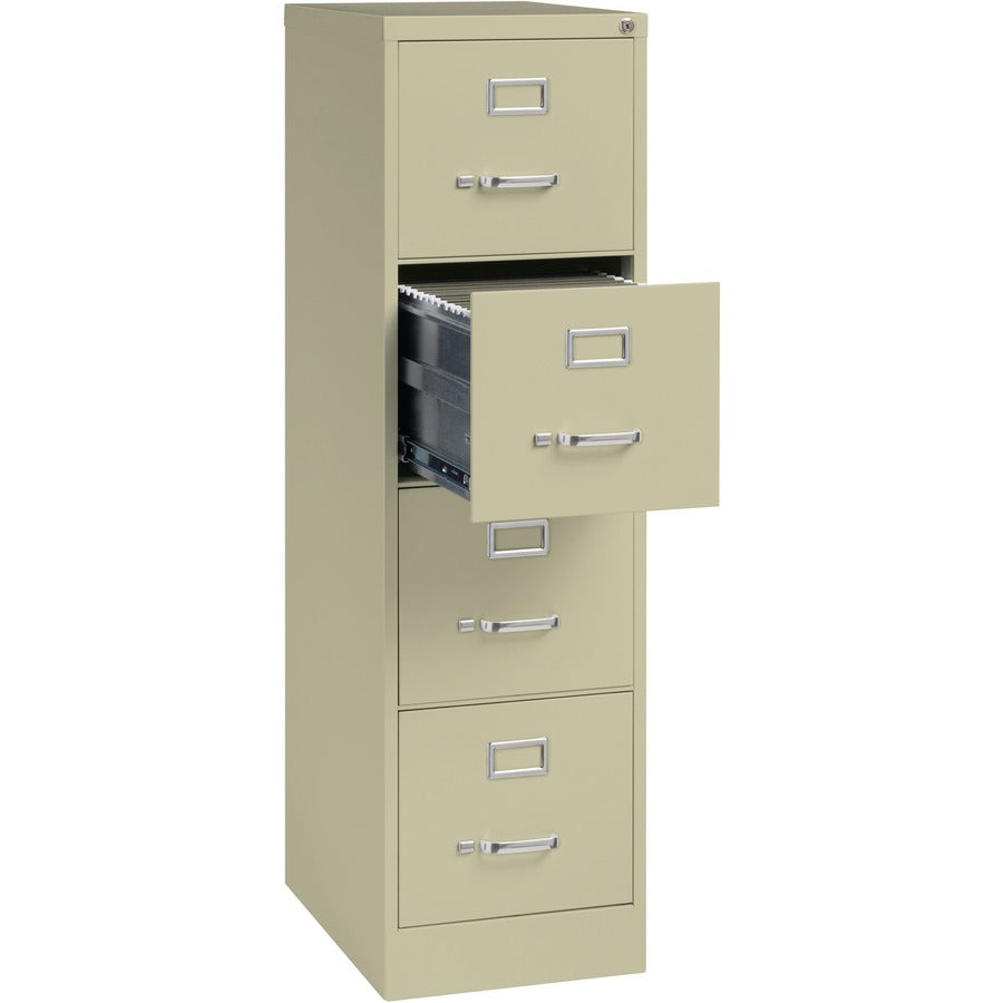 Lorell Fortress Series 22" Commercial-Grade Vertical File Cabinet - 15" Width x 22" Depth x 52" Height - 4 x Drawer(s) for File - Letter - Lockable, Ball-bearing Suspension - Putty - Steel - Recycled