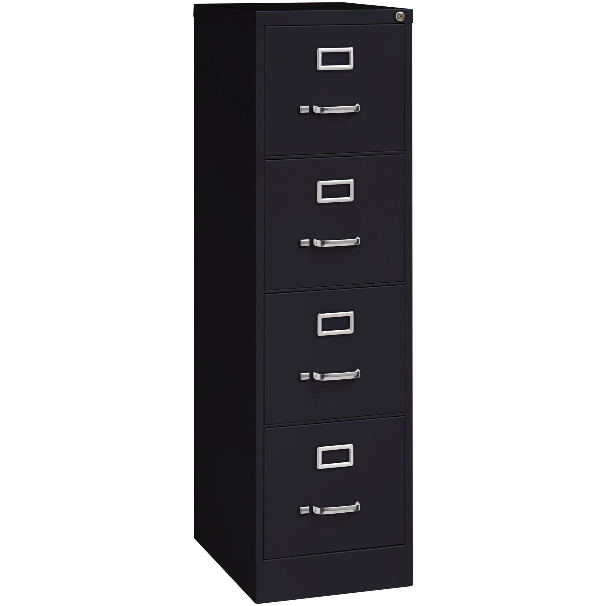 Lorell Fortress Series 22" Commercial-Grade Vertical File Cabinet - 15" Width x 22" Depth x 52" Height - 4 x Drawer(s) for File - Letter - Lockable, Ball-bearing Suspension - Black - Steel - Recycled