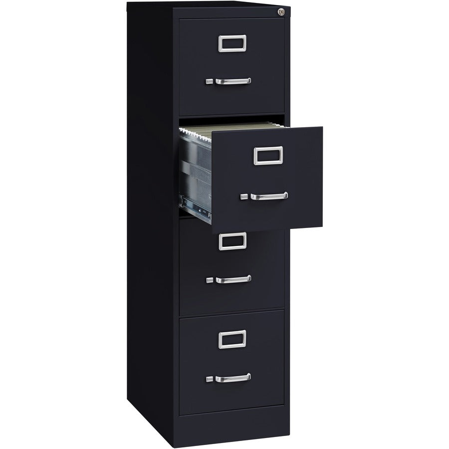Lorell Fortress Series 22" Commercial-Grade Vertical File Cabinet - 15" Width x 22" Depth x 52" Height - 4 x Drawer(s) for File - Letter - Lockable, Ball-bearing Suspension - Black - Steel - Recycled