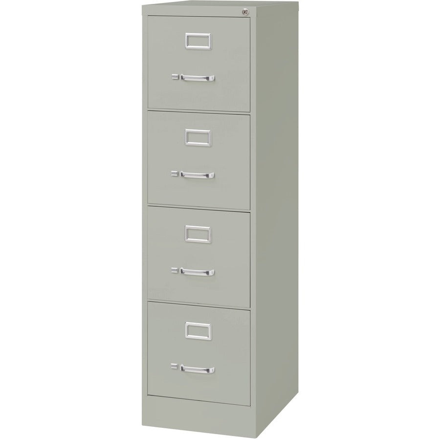 Lorell Fortress Series 22" Commercial-Grade Vertical File Cabinet - 15" Width x 22" Depth x 52" Height - 4 x Drawer(s) for File - Letter - Lockable, Ball-bearing Suspension - Light Gray - Steel - Recycled
