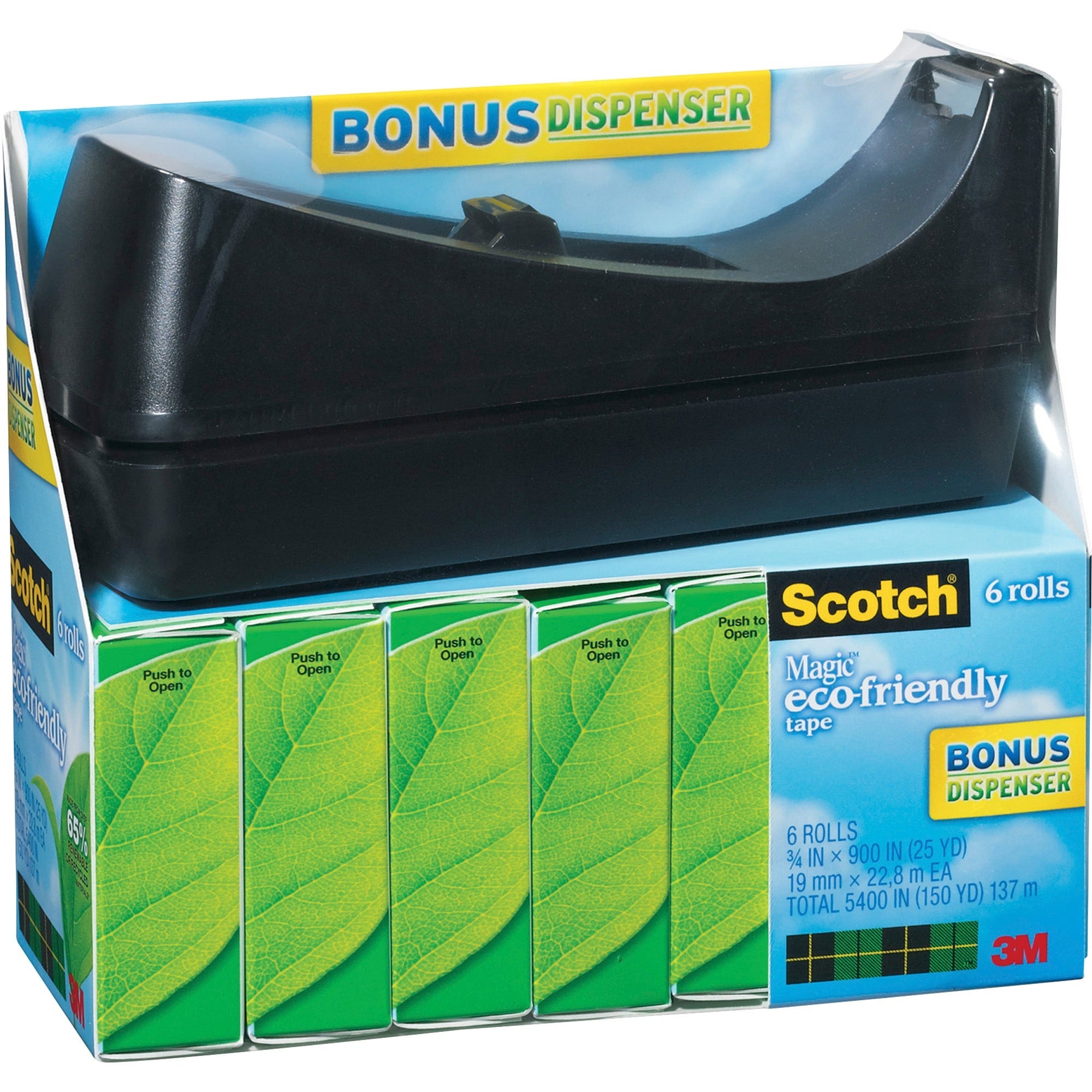 25 yd Length x 0.75" Width - 1" Core - Matte - Clear - Dispenser Included - Desktop Dispenser - For Multipurpose - 6 / Pack