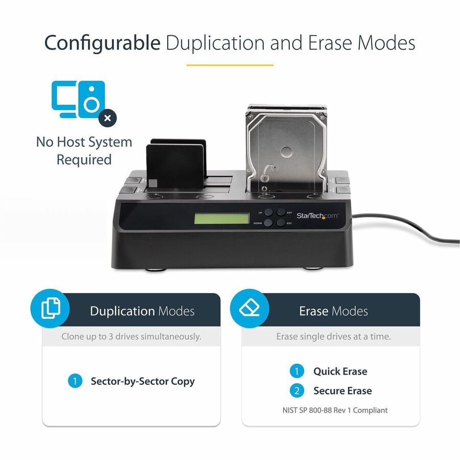 StarTech.com 4 Bay USB 3.0 eSATA to SATA Standalone 1:3 HDD Hard Drive Duplicator Dock