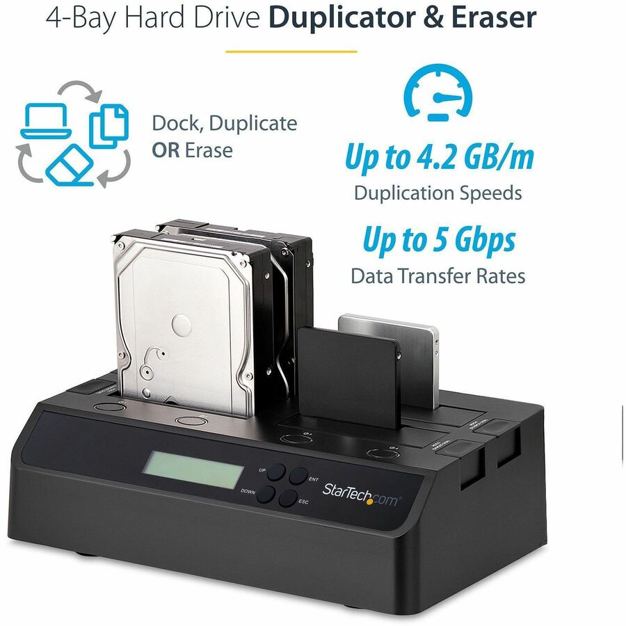 StarTech.com 4 Bay USB 3.0 eSATA to SATA Standalone 1:3 HDD Hard Drive Duplicator Dock