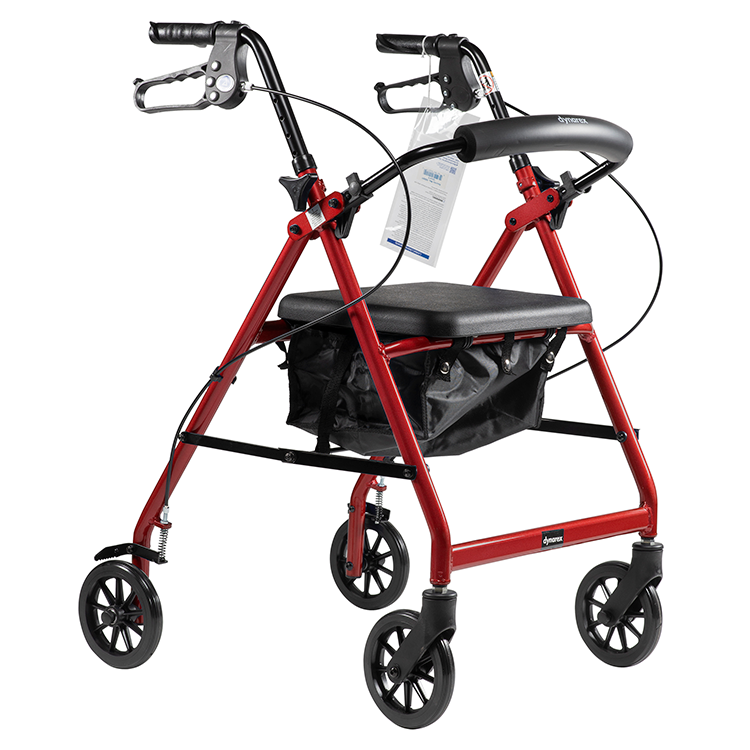 DynaGo Quad 6 - Aluminum Rollator, Red, 1 Quantity per Case