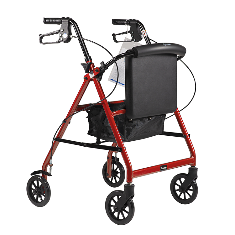 DynaGo Quad 6 - Aluminum Rollator, Red, 1 Quantity per Case