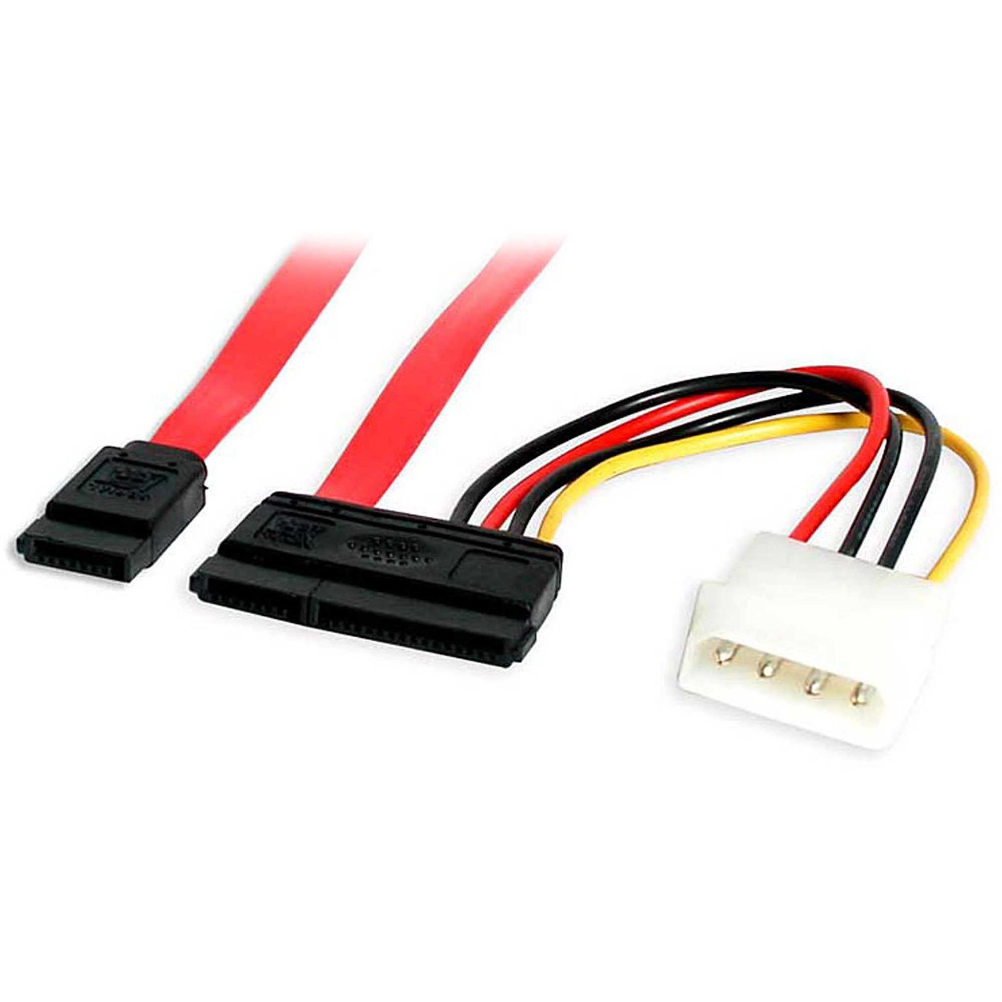 StarTech.com Serial ATA/SATA Cable - 1.50 ft SATA Data Transfer Cable for Computer, Hard Drive, Server, Computer Case - First End: 1 x 7-pin Serial ATA - Second End: 1 x 22-pin SATA 3.0 - Female, 1 x 4-pin LP4 Power - 6 Gbit/s - Red - 1 Each