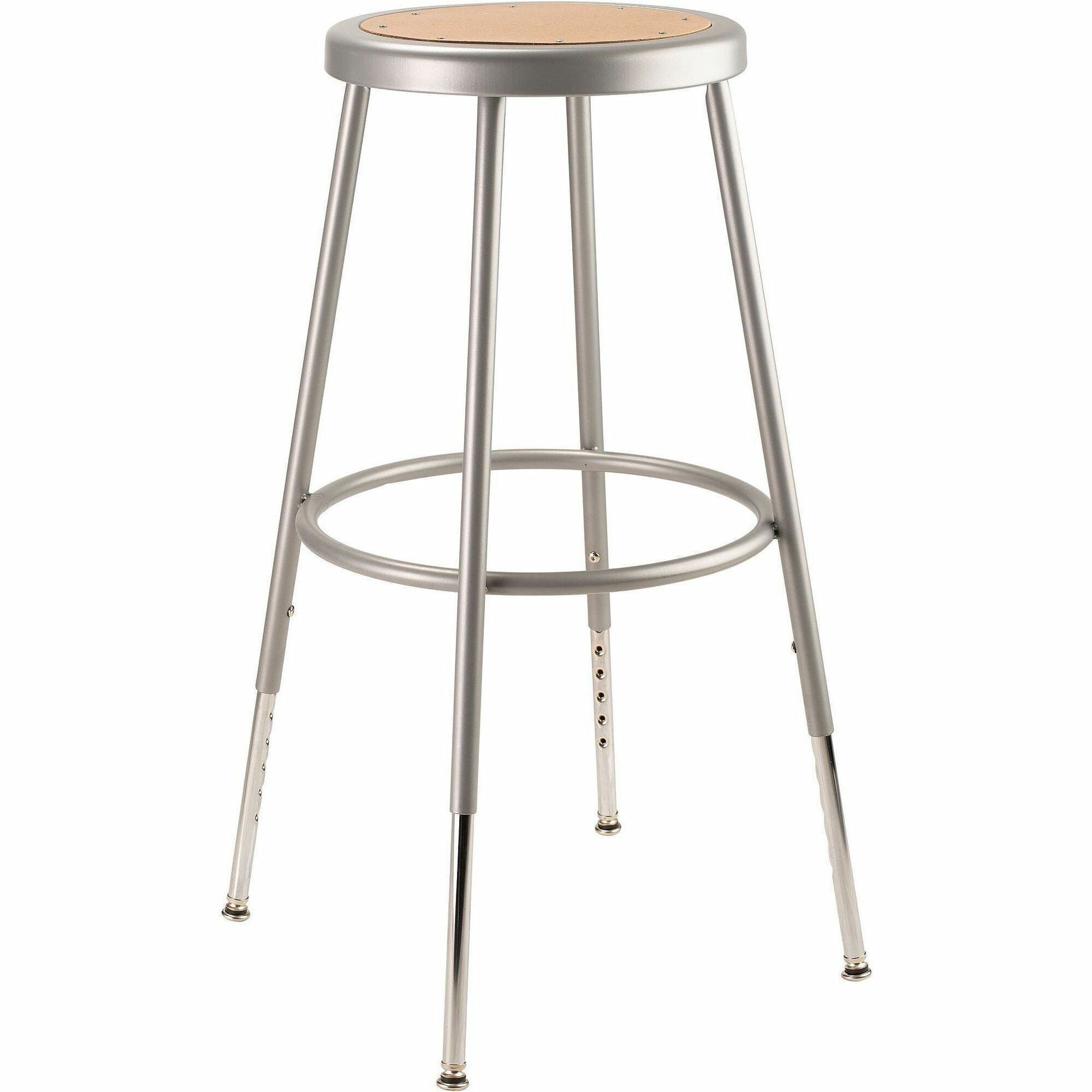 NPS® 25"-33" Height Adjustable Heavy Duty Steel Stool, Surface Color: Masonite Wood, Frame Color: Grey