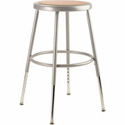 NPS® 19"-27" Height Adjustable Heavy Duty Steel Stool, Surface Color: Masonite Wood, Frame Color: Grey