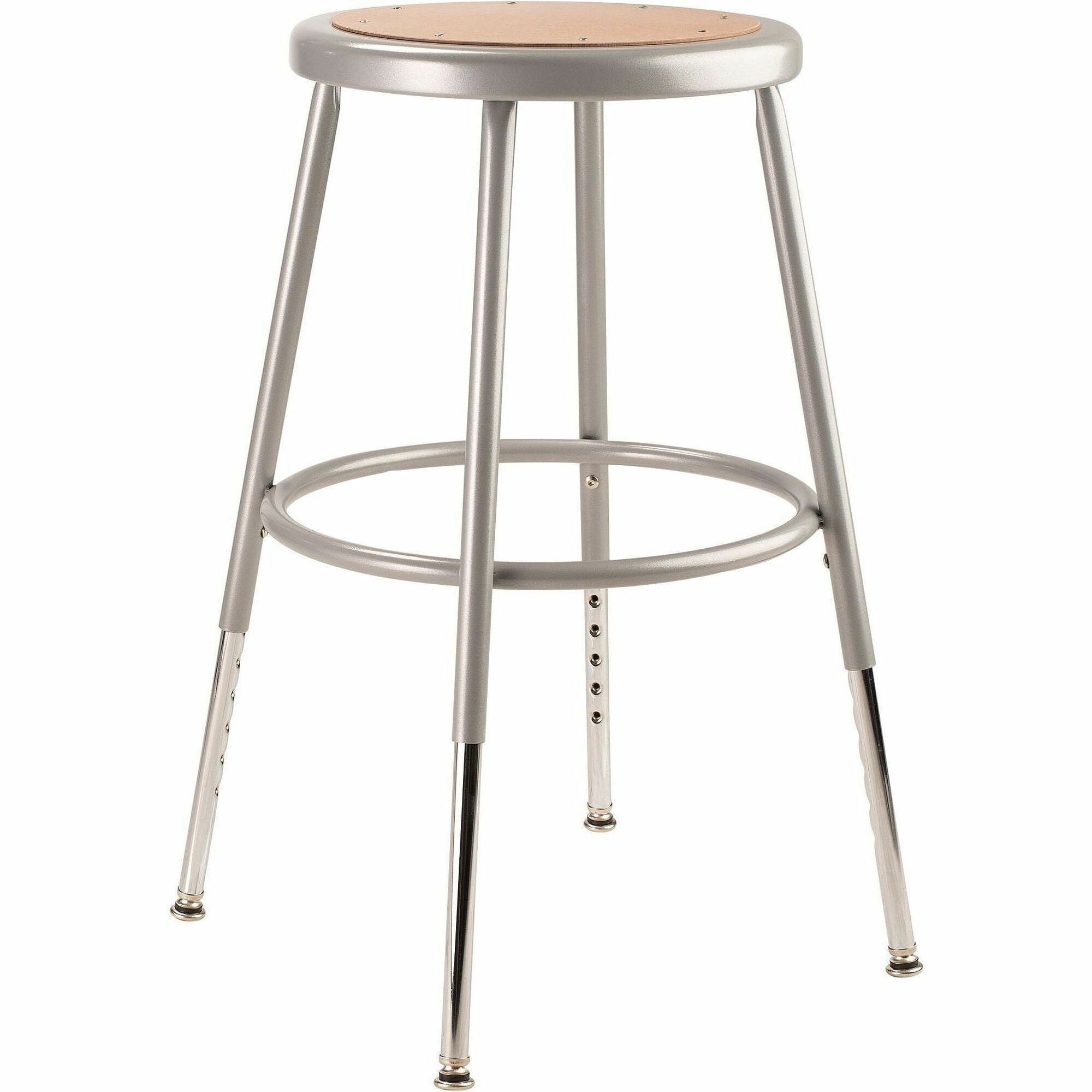 NPS® 19"-27" Height Adjustable Heavy Duty Steel Stool, Surface Color: Masonite Wood, Frame Color: Grey