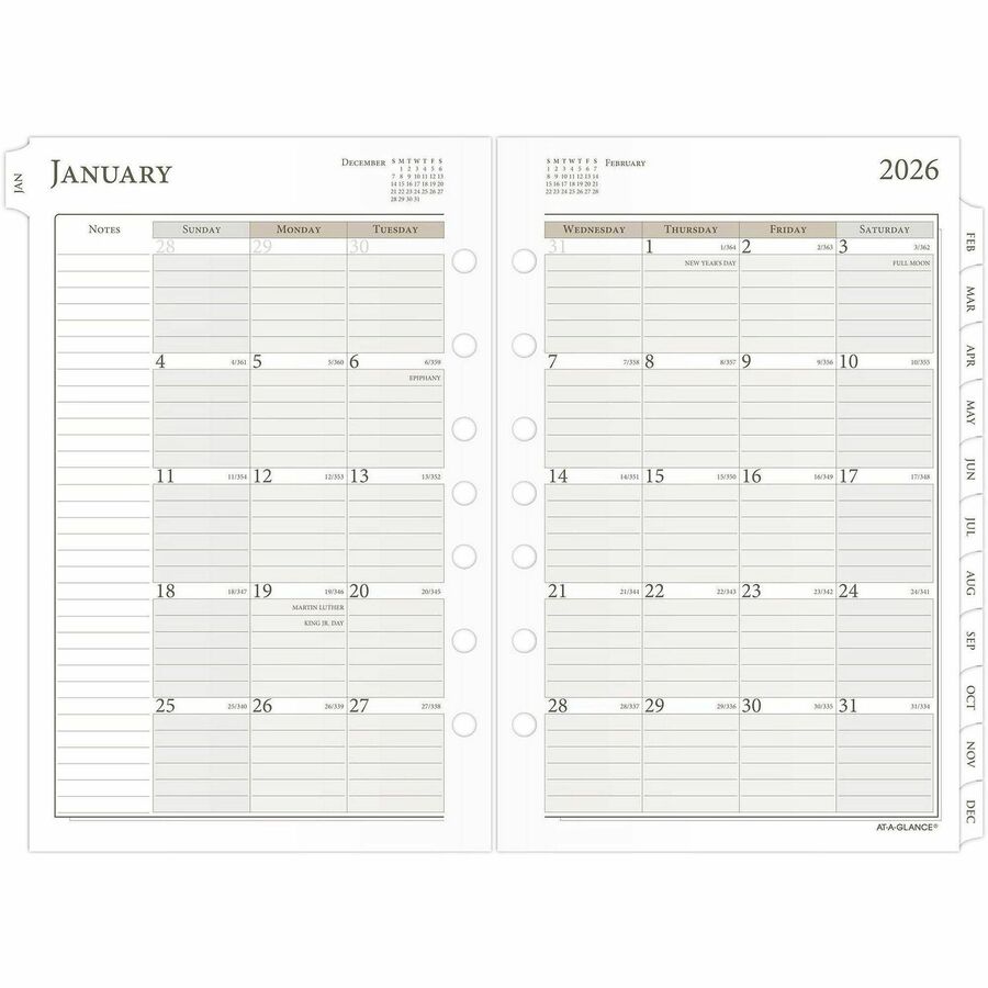 At-A-Glance Daily Monthly Planner Two Page Per Day Refill, Loose-Leaf, Desk Size