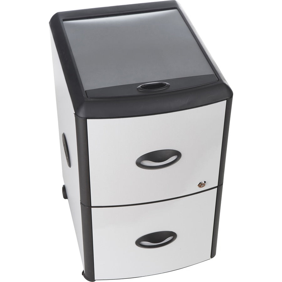 19" Width x 15" Depth x 23" Height - 2 x Drawer(s) for File - Letter - Vertical - Lockable - Black, Aluminum - Brushed Black, Brushed Silver - Polycarbonate, Galvanized Metal - Recycled - Assembly Required