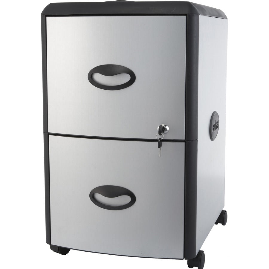 19" Width x 15" Depth x 23" Height - 2 x Drawer(s) for File - Letter - Vertical - Lockable - Black, Aluminum - Brushed Black, Brushed Silver - Polycarbonate, Galvanized Metal - Recycled - Assembly Required